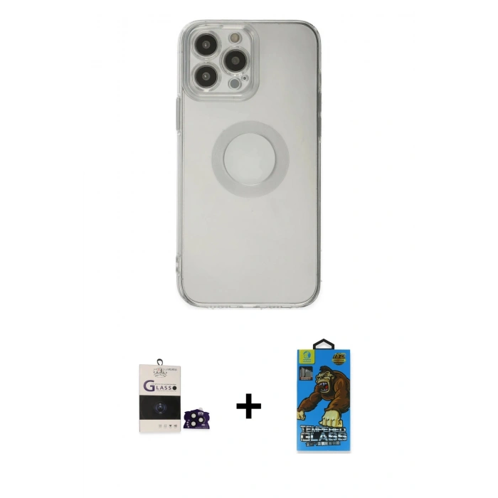 MARSİLYAN™- iPhone 14 Pro Max Kılıf Kutup Klasik - Siyah 18D Cam Ekran Koruyucu + Bilvis Titan Kamera Lens - SH