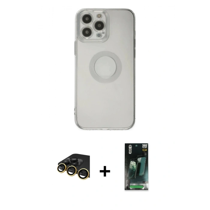 MARSİLYAN™- iPhone 14 Pro Max Kılıf Kutup Klasik - Siyah 360 Mat Full Body Arka Koruyucu + Raze Metal Kamera Lens - GD