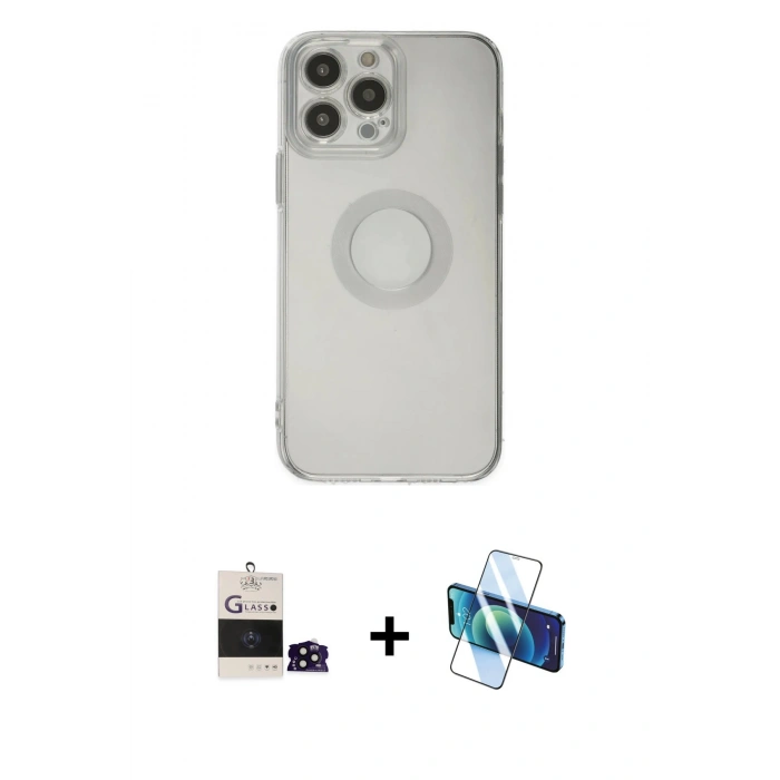 MARSİLYAN™- iPhone 14 Pro Max Kılıf Kutup Klasik - Siyah 3D Antistatik Cam Ekran Koruyucu + Bilvis Titan Kamera Lens - SH
