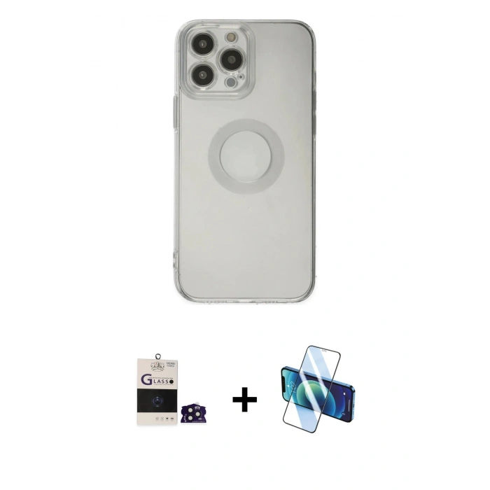 MARSİLYAN™- iPhone 14 Pro Max Kılıf Kutup Klasik - Siyah 3D Antistatik Cam Ekran Koruyucu + Bilvis Titan Kamera Lens - DNMR