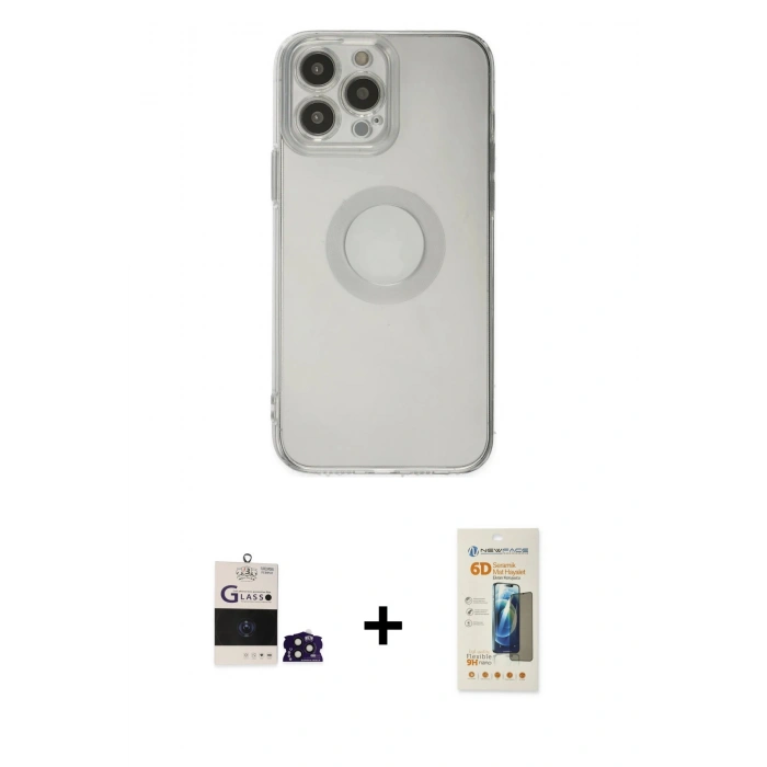 MARSİLYAN™- iPhone 14 Pro Max Kılıf Kutup Klasik - Siyah 6D Mat Seramik Hayalet Nano Ekran Koruyucu + Bilvis Titan Kamera Lens - DNMR