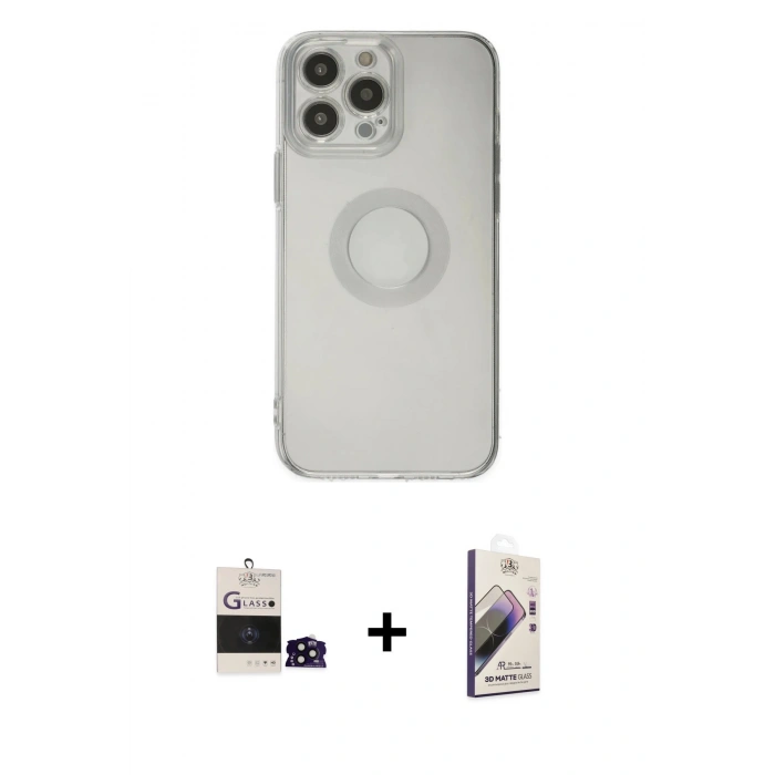 MARSİLYAN™- iPhone 14 Pro Max Kılıf Kutup Klasik - Siyah Bilvis 3D Mat Cam Ekran Koruyucu + Bilvis Titan Kamera Lens - SH