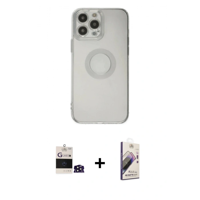 MARSİLYAN™- iPhone 14 Pro Max Kılıf Kutup Klasik - Siyah Bilvis 3D Mat Cam Ekran Koruyucu + Bilvis Titan Kamera Lens - DNMR