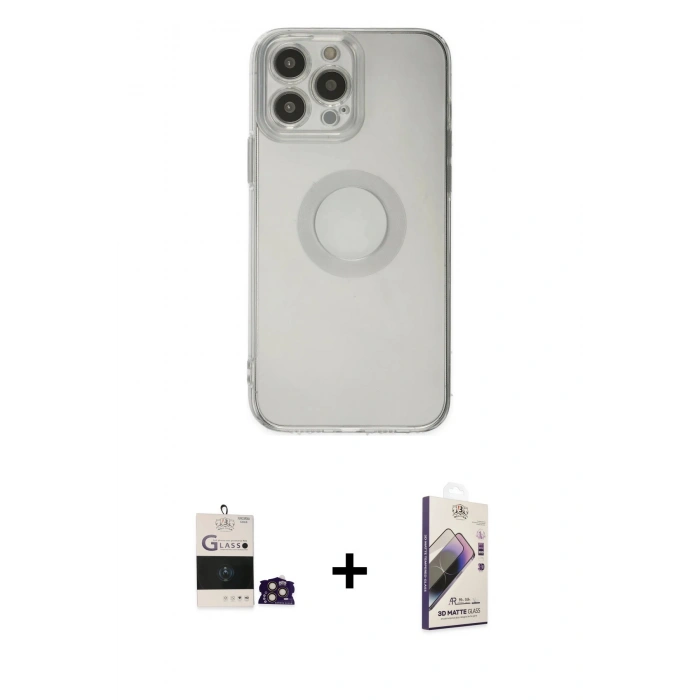 MARSİLYAN™- iPhone 14 Pro Max Kılıf Kutup Klasik - Siyah Bilvis 3D Mat Cam Ekran Koruyucu + Bilvis Titan Kamera Lens - GD