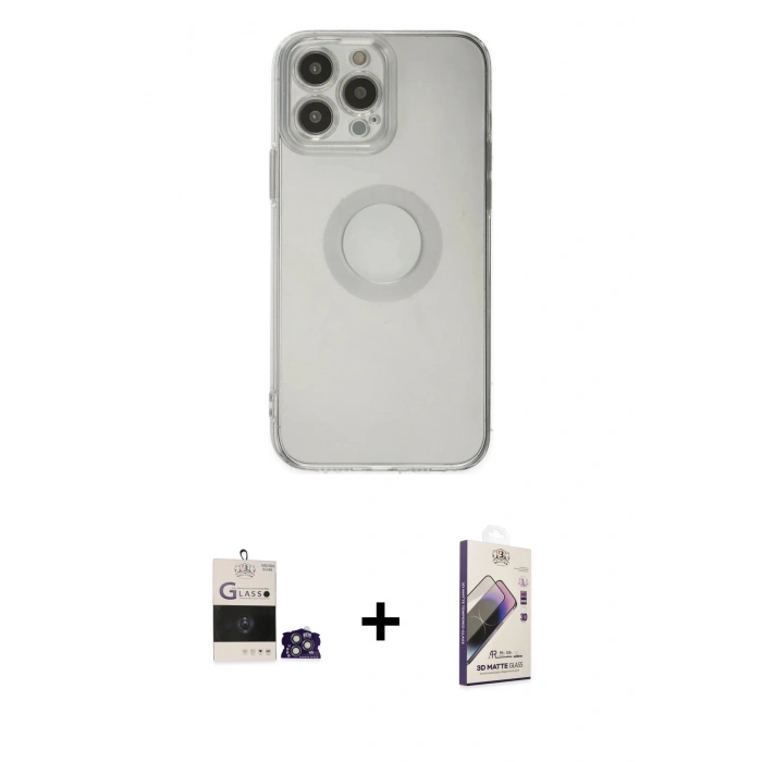 MARSİLYAN™- iPhone 14 Pro Max Kılıf Kutup Klasik - Siyah Bilvis 3D Mat Cam Ekran Koruyucu + Bilvis Titan Kamera Lens - GS