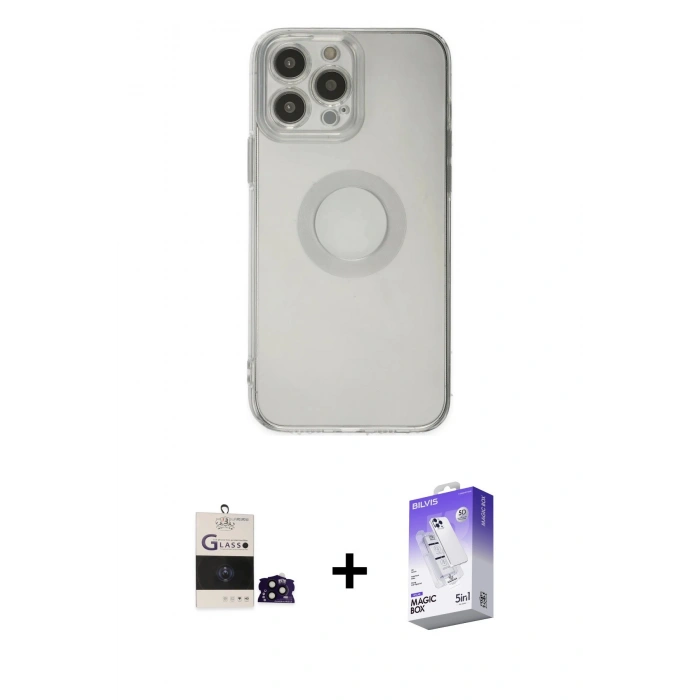 MARSİLYAN™- iPhone 14 Pro Max Kılıf Kutup Klasik - Siyah Bilvis 5in1 3D Magic Cam Ekran Koruyucu + Bilvis Titan Kamera Lens - SH