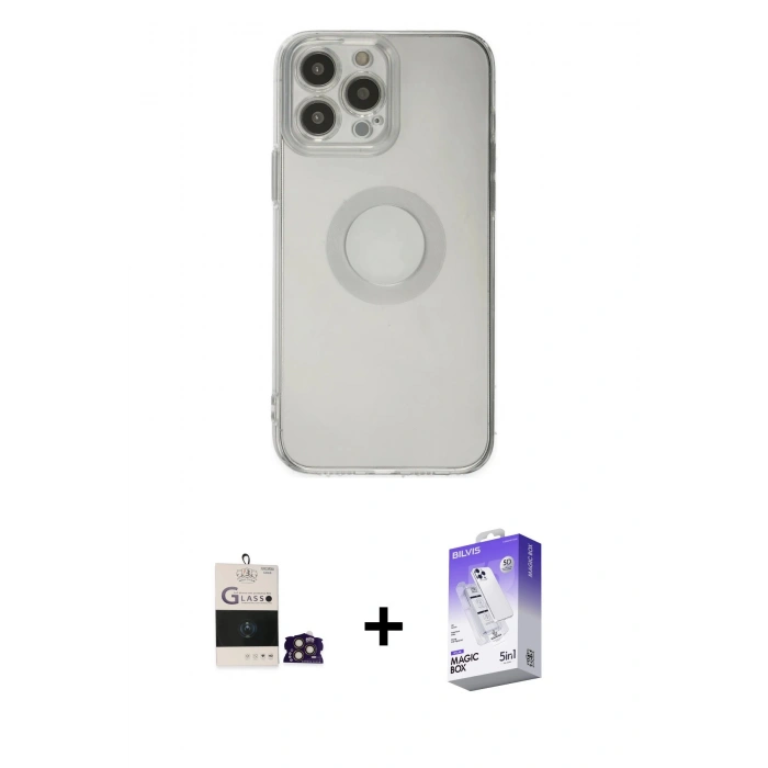 MARSİLYAN™- iPhone 14 Pro Max Kılıf Kutup Klasik - Siyah Bilvis 5in1 3D Magic Cam Ekran Koruyucu + Bilvis Titan Kamera Lens - GD