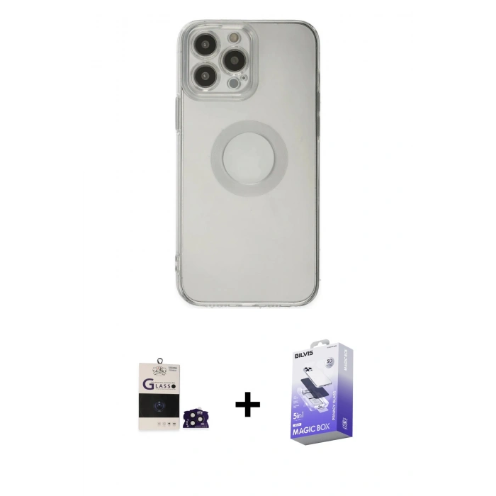 MARSİLYAN™- iPhone 14 Pro Max Kılıf Kutup Klasik - Siyah Bilvis 5in1 5D Magic Hayalet Cam Ekran Koruyucu + Bilvis Titan Kamera Lens - DNMR