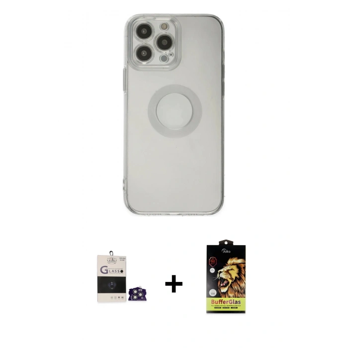 MARSİLYAN™- iPhone 14 Pro Max Kılıf Kutup Klasik - Siyah Buffer Cam Ekran Koruyucu + Bilvis Titan Kamera Lens - GS