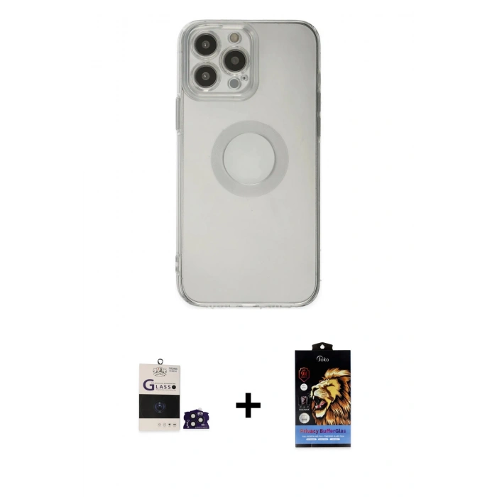 MARSİLYAN™- iPhone 14 Pro Max Kılıf Kutup Klasik - Siyah Buffer Hayalet Cam Ekran Koruyucu + Bilvis Titan Kamera Lens - DNMR
