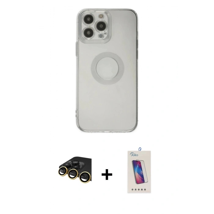 MARSİLYAN™- iPhone 14 Pro Max Kılıf Kutup Klasik - Siyah Joko 5D Cam + Raze Metal Kamera Lens - GD