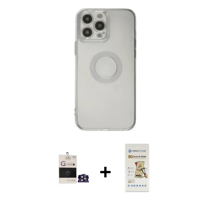 MARSİLYAN™- iPhone 14 Pro Max Kılıf Kutup Klasik - Siyah Mat Seramik Nano Ekran Koruyucu + Bilvis Titan Kamera Lens - GS