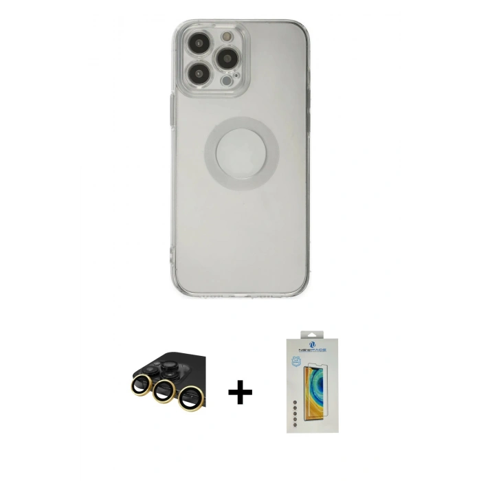 MARSİLYAN™- iPhone 14 Pro Max Kılıf Kutup Klasik - Siyah Polymer Nano Ekran Koruyucu + Raze Metal Kamera Lens - GD