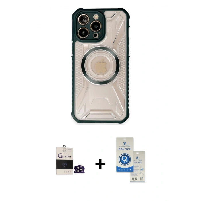 MARSİLYAN™- iPhone 14 Pro Max Kılıf Kutup Modern - Şeffaf Royal Nano Ekran Koruyucu + Bilvis Titan Kamera Lens - SH