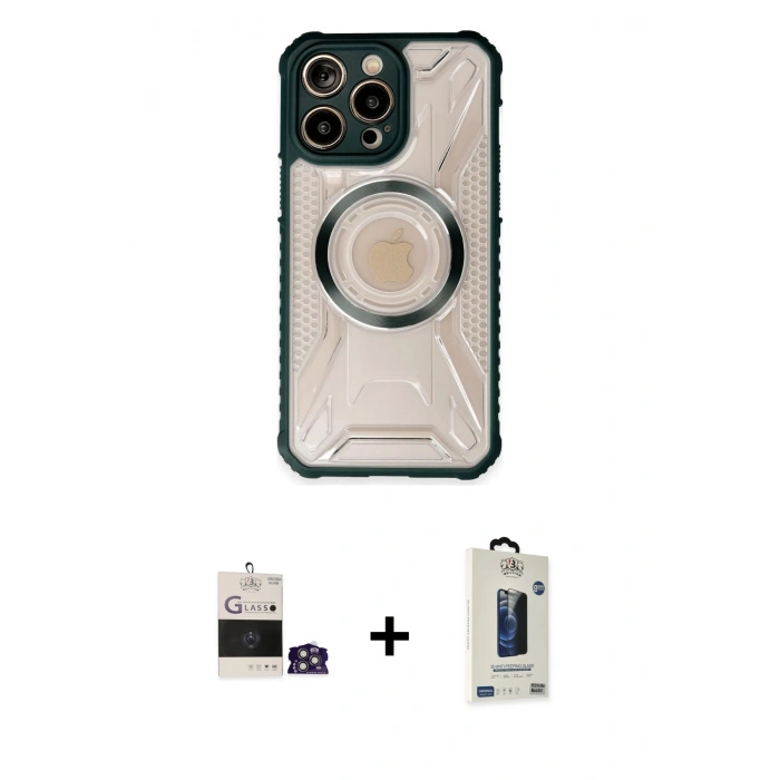 MARSİLYAN™- iPhone 14 Pro Max Kılıf Kutup Modern - Siyah Bilvis Hayalet Cam Ekran Koruyucu + Bilvis Titan Kamera Lens - GS