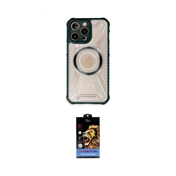 MARSİLYAN™- iPhone 14 Pro Max Kılıf Kutup Modern - Siyah Buffer Hayalet Cam Ekran Koruyucu