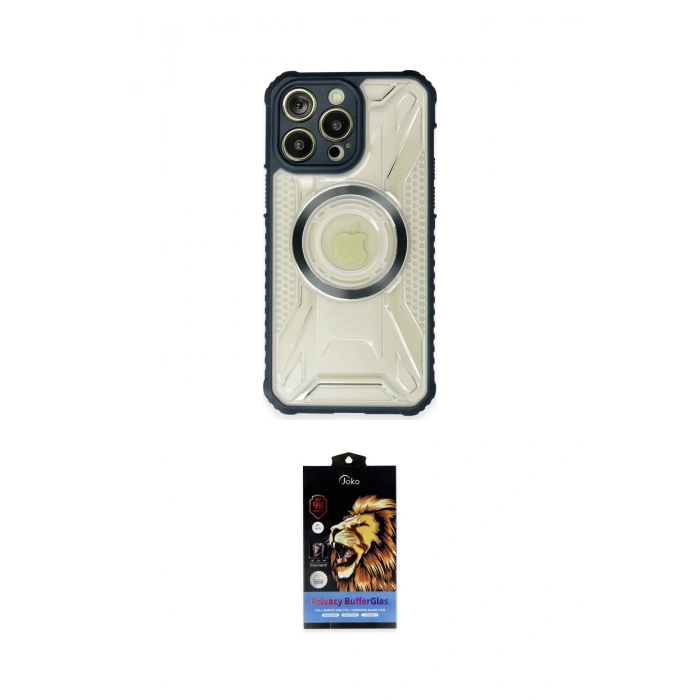 MARSİLYAN™- iPhone 14 Pro Max Kılıf Kutup Modern - Siyah Buffer Hayalet Cam Ekran Koruyucu