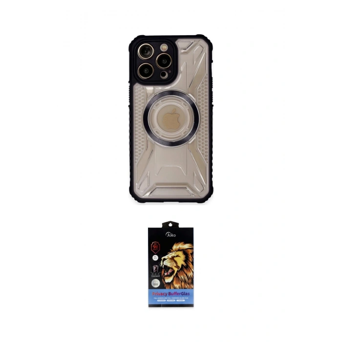 MARSİLYAN™- iPhone 14 Pro Max Kılıf Kutup Modern - Siyah Buffer Hayalet Cam Ekran Koruyucu