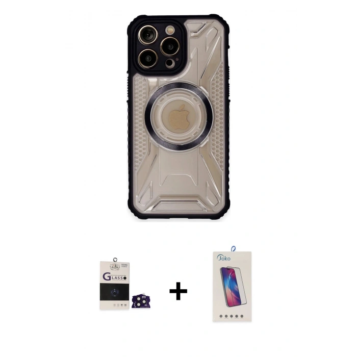 MARSİLYAN™- iPhone 14 Pro Max Kılıf Kutup Modern - Siyah Joko 5D Cam + Bilvis Titan Kamera Lens - DNMR
