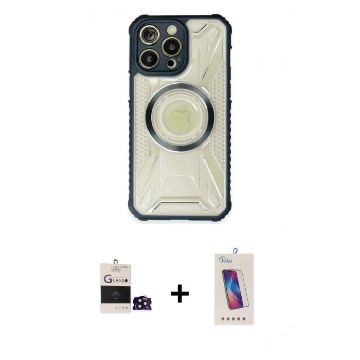 MARSİLYAN™- iPhone 14 Pro Max Kılıf Kutup Modern - Siyah Joko 5D Cam + Bilvis Titan Kamera Lens - SH
