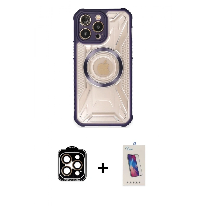 MARSİLYAN™- iPhone 14 Pro Max Kılıf Kutup Modern - Siyah Joko 5D Cam + PVD Metal Kamera Lens - TU