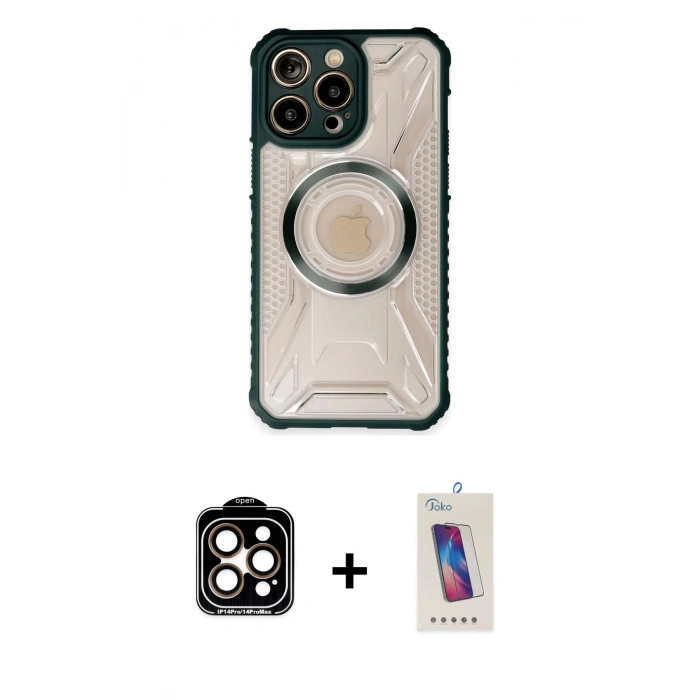 MARSİLYAN™- iPhone 14 Pro Max Kılıf Kutup Modern - Siyah Joko 5D Cam + PVD Metal Kamera Lens - TU
