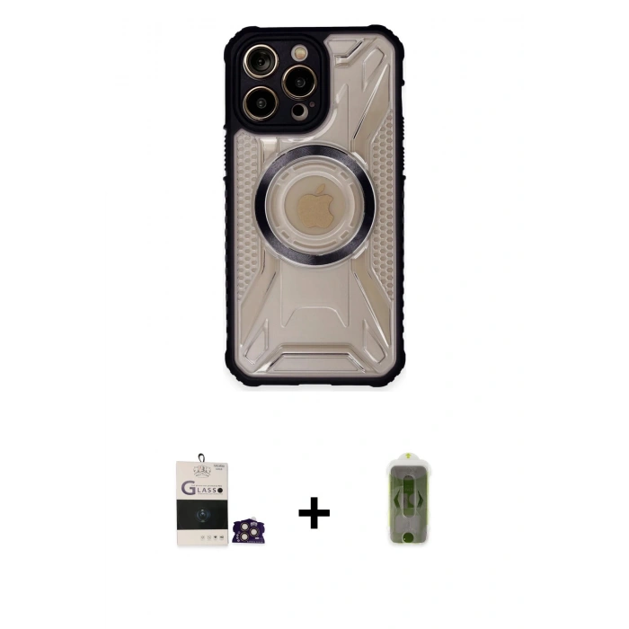 MARSİLYAN™- iPhone 14 Pro Max Kılıf Kutup Modern - Siyah Joko Magic 5D Hayalet Cam + Bilvis Titan Kamera Lens - GD