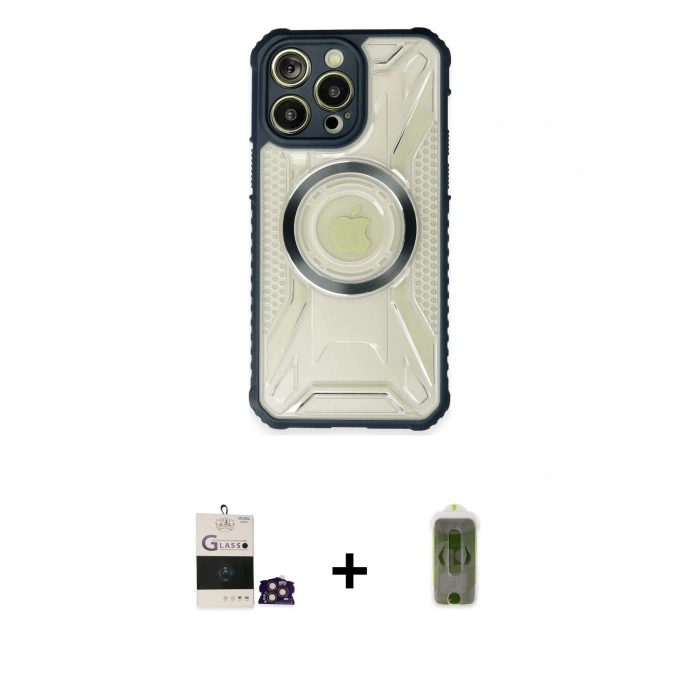 MARSİLYAN™- iPhone 14 Pro Max Kılıf Kutup Modern - Siyah Joko Magic 5D Hayalet Cam + Bilvis Titan Kamera Lens - GD