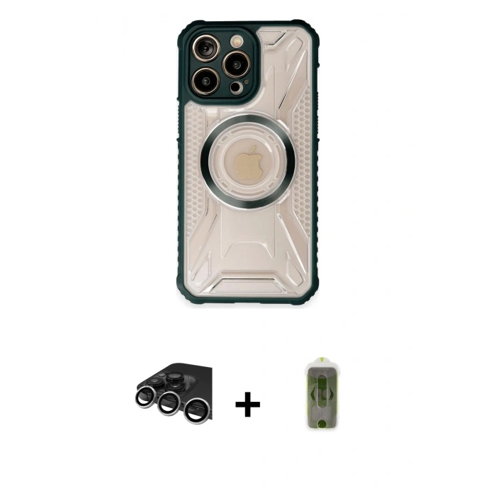 MARSİLYAN™- iPhone 14 Pro Max Kılıf Kutup Modern - Siyah Joko Magic 5D Hayalet Cam + Raze Metal Kamera Lens - GS