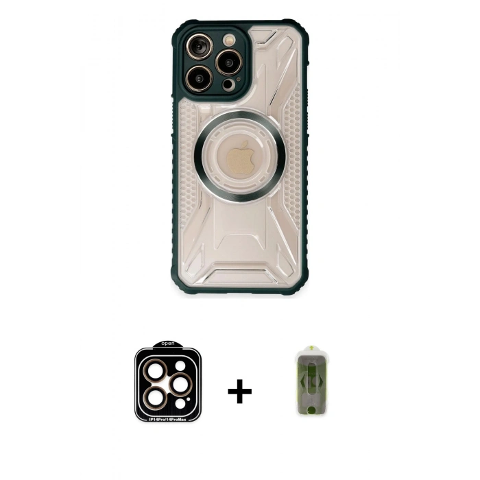 MARSİLYAN™- iPhone 14 Pro Max Kılıf Kutup Modern - Siyah Joko Magic 5D Hayalet Cam + PVD Metal Kamera Lens - TU