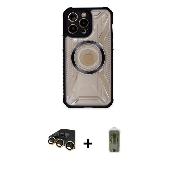 MARSİLYAN™- iPhone 14 Pro Max Kılıf Kutup Modern - Siyah Joko Magic 5D Hayalet Cam + Raze Metal Kamera Lens - GD