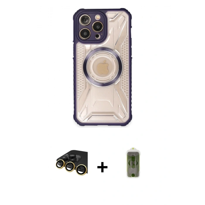 MARSİLYAN™- iPhone 14 Pro Max Kılıf Kutup Modern - Siyah Joko Magic 5D Hayalet Cam + Raze Metal Kamera Lens - GD