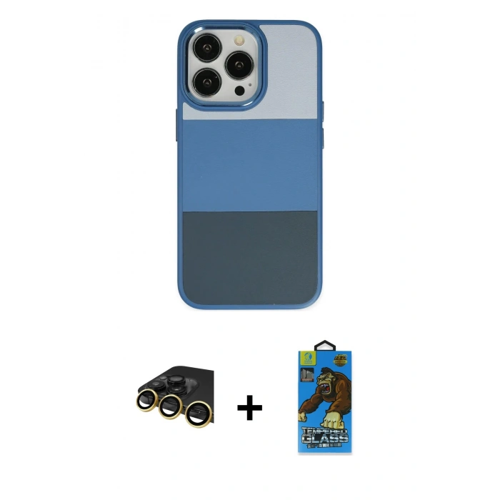 MARSİLYAN™- iPhone 14 Pro Max Kılıf Kutup Özel Seri - Siyah 18D Cam Ekran Koruyucu + Raze Metal Kamera Lens - GD