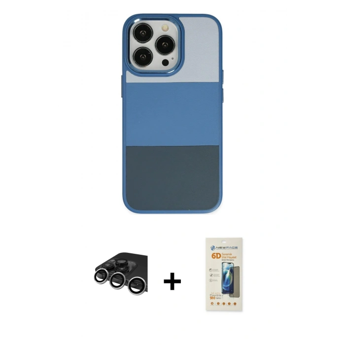 MARSİLYAN™- iPhone 14 Pro Max Kılıf Kutup Özel Seri - Siyah 6D Mat Seramik Hayalet Nano Ekran Koruyucu + Raze Metal Kamera Lens - GS