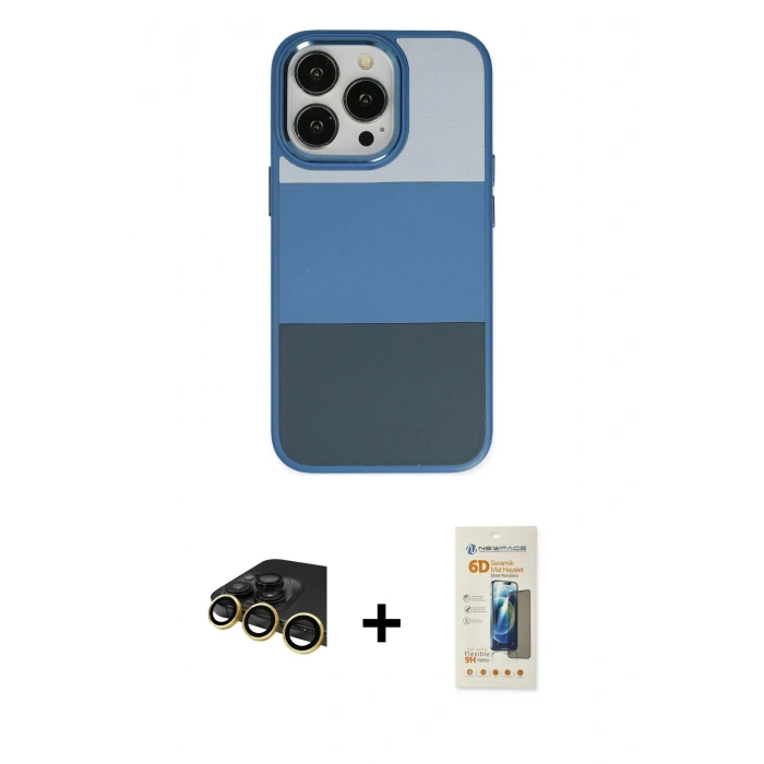MARSİLYAN™- iPhone 14 Pro Max Kılıf Kutup Özel Seri - Siyah 6D Mat Seramik Hayalet Nano Ekran Koruyucu + Raze Metal Kamera Lens - GD
