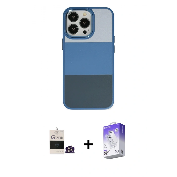 MARSİLYAN™- iPhone 14 Pro Max Kılıf Kutup Özel Seri - Siyah Bilvis 5in1 3D Magic Cam Ekran Koruyucu + Bilvis Titan Kamera Lens - GD