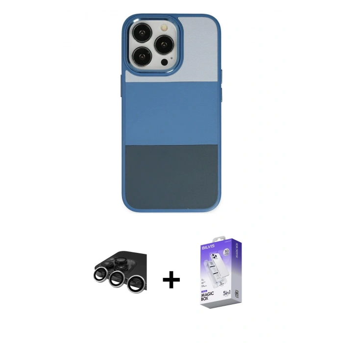 MARSİLYAN™- iPhone 14 Pro Max Kılıf Kutup Özel Seri - Siyah Bilvis 5in1 3D Magic Cam Ekran Koruyucu + Raze Metal Kamera Lens - GS