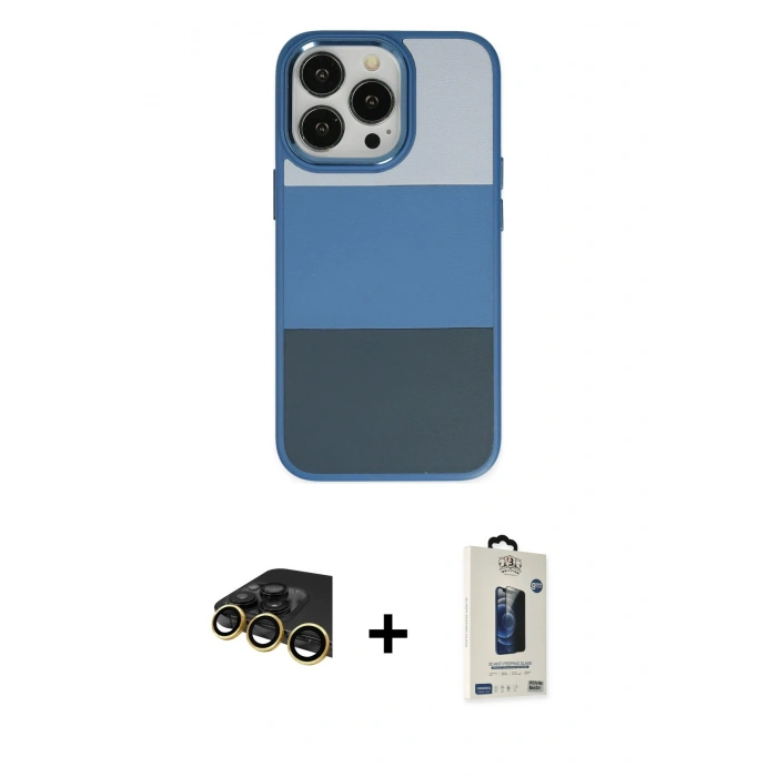 MARSİLYAN™- iPhone 14 Pro Max Kılıf Kutup Özel Seri - Siyah Bilvis Hayalet Cam Ekran Koruyucu + Raze Metal Kamera Lens - GD