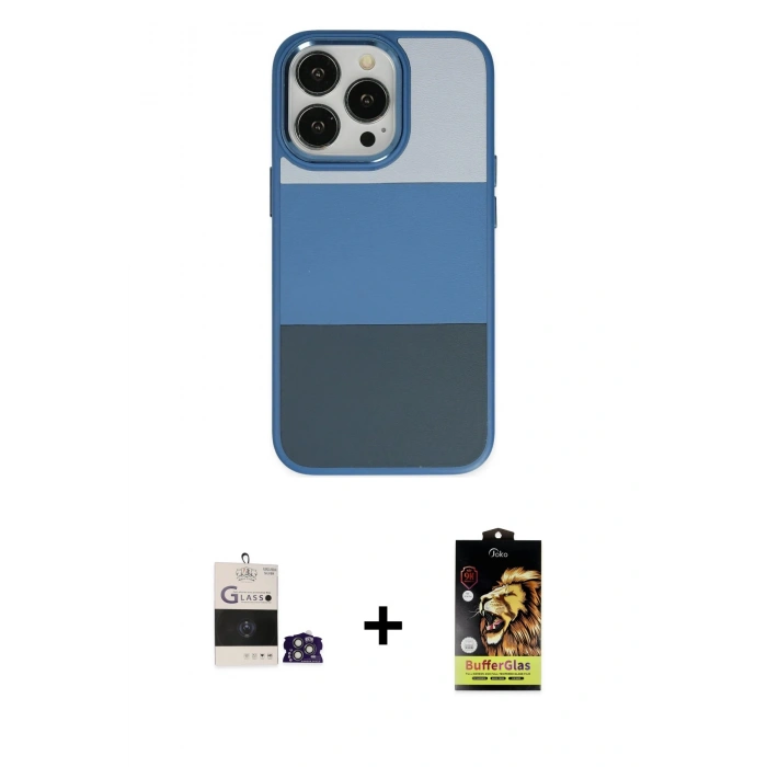 MARSİLYAN™- iPhone 14 Pro Max Kılıf Kutup Özel Seri - Siyah Buffer Cam Ekran Koruyucu + Bilvis Titan Kamera Lens - GS