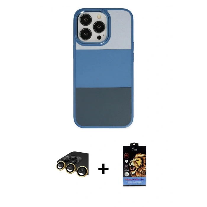 MARSİLYAN™- iPhone 14 Pro Max Kılıf Kutup Özel Seri - Siyah Buffer Hayalet Cam Ekran Koruyucu + Raze Metal Kamera Lens - GD