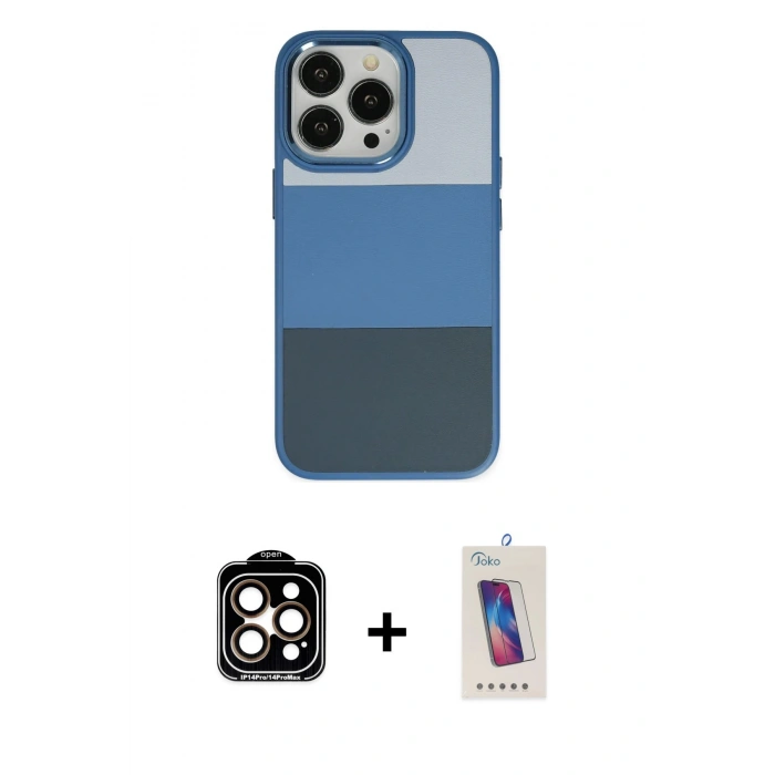 MARSİLYAN™- iPhone 14 Pro Max Kılıf Kutup Özel Seri - Siyah Joko 5D Cam + PVD Metal Kamera Lens - TU