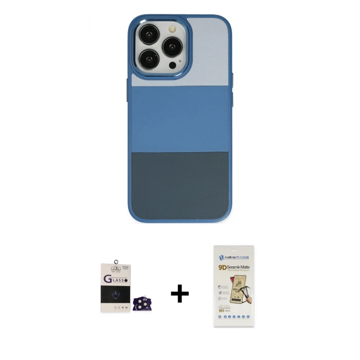 MARSİLYAN™- iPhone 14 Pro Max Kılıf Kutup Özel Seri - Siyah Mat Seramik Nano Ekran Koruyucu + Bilvis Titan Kamera Lens - DNMR