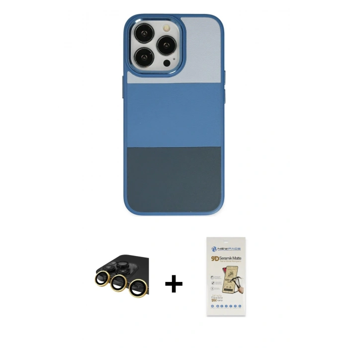 MARSİLYAN™- iPhone 14 Pro Max Kılıf Kutup Özel Seri - Siyah Mat Seramik Nano Ekran Koruyucu + Raze Metal Kamera Lens - GD