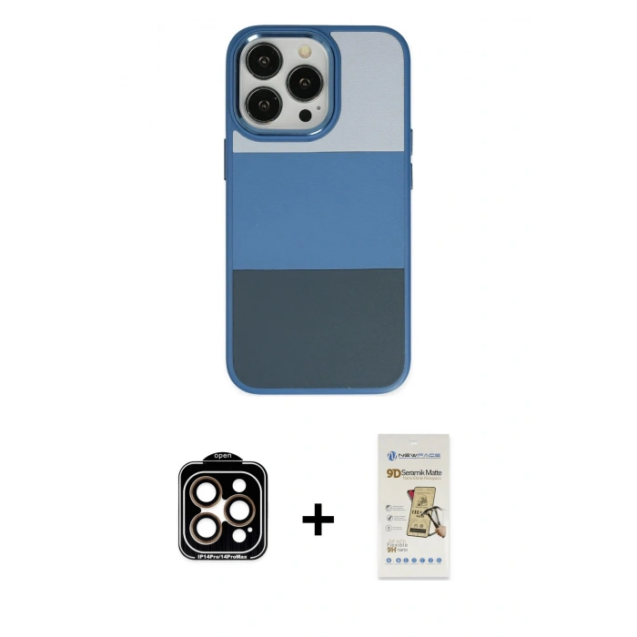 MARSİLYAN™- iPhone 14 Pro Max Kılıf Kutup Özel Seri - Siyah Mat Seramik Nano Ekran Koruyucu + PVD Metal Kamera Lens - TU