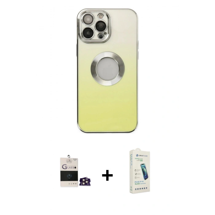 MARSİLYAN™- iPhone 14 Pro Max Kılıf Kutup Yansıma Özel Seri - Şeffaf Pasifik Cam Ekran Koruyucu + Bilvis Titan Kamera Lens - GD