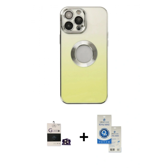MARSİLYAN™- iPhone 14 Pro Max Kılıf Kutup Yansıma Özel Seri - Şeffaf Royal Nano Ekran Koruyucu + Bilvis Titan Kamera Lens - GD