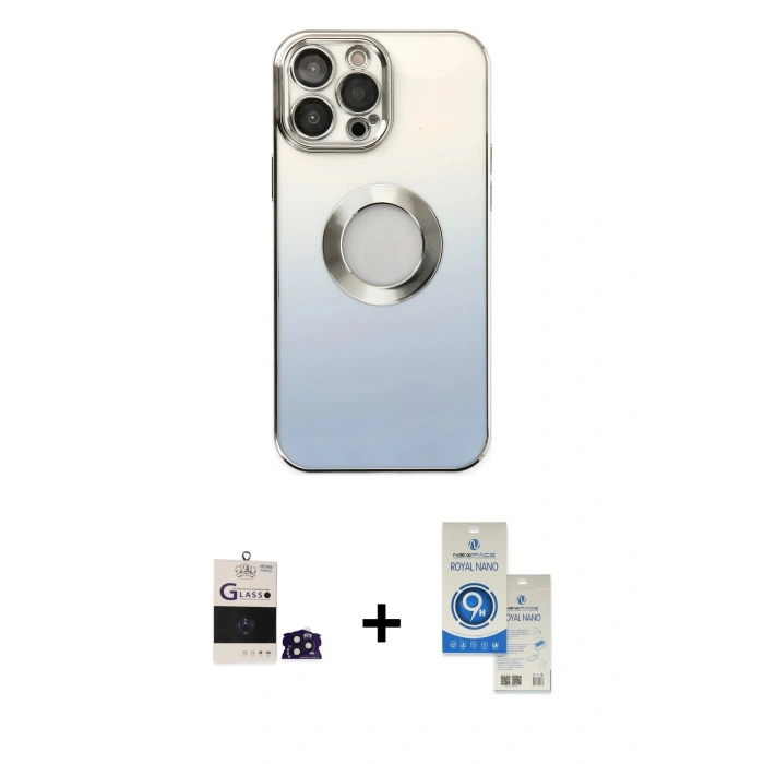 MARSİLYAN™- iPhone 14 Pro Max Kılıf Kutup Yansıma Özel Seri - Şeffaf Royal Nano Ekran Koruyucu + Bilvis Titan Kamera Lens - DNMR