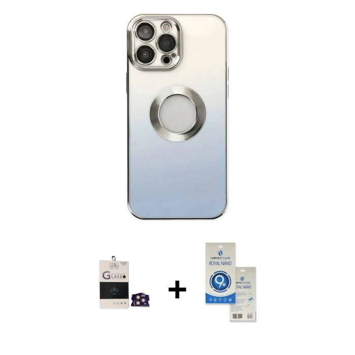 MARSİLYAN™- iPhone 14 Pro Max Kılıf Kutup Yansıma Özel Seri - Şeffaf Royal Nano Ekran Koruyucu + Bilvis Titan Kamera Lens - GD