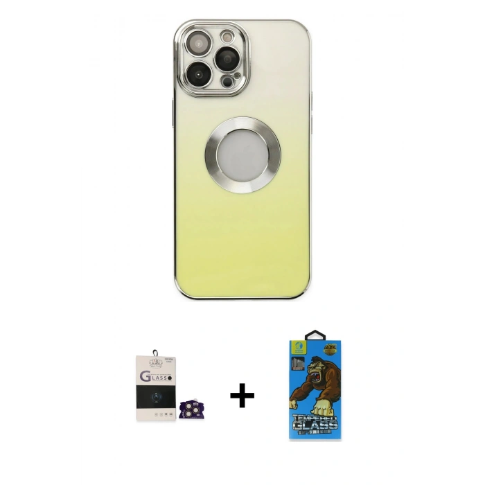MARSİLYAN™- iPhone 14 Pro Max Kılıf Kutup Yansıma Özel Seri - Siyah 18D Cam Ekran Koruyucu + Bilvis Titan Kamera Lens - GD