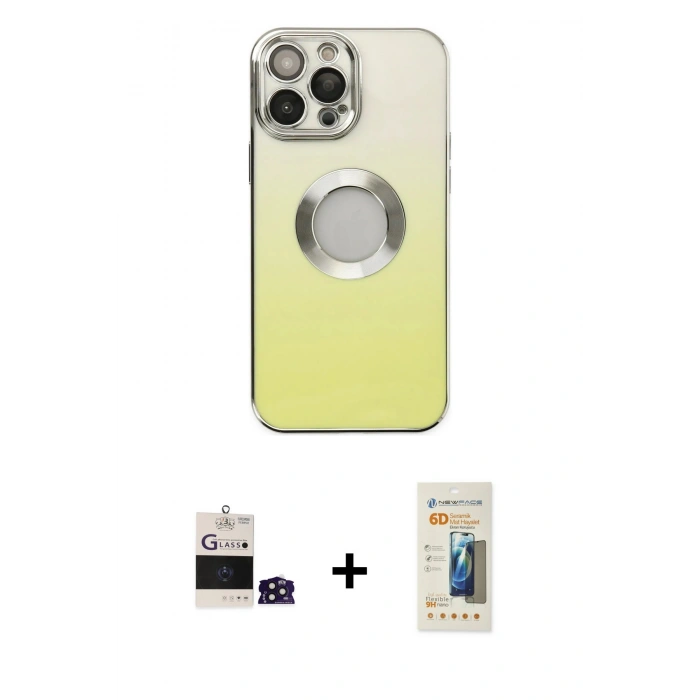 MARSİLYAN™- iPhone 14 Pro Max Kılıf Kutup Yansıma Özel Seri - Siyah 6D Mat Seramik Hayalet Nano Ekran Koruyucu + Bilvis Titan Kamera Lens - DNMR
